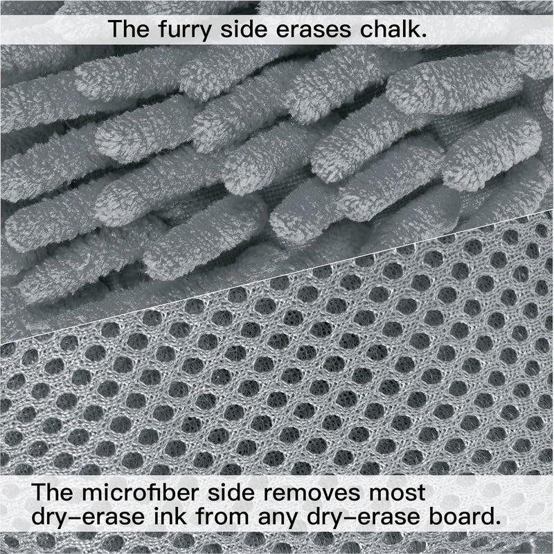 SITHON 4 Pieces Magnetic Microfiber Shag Whiteboard Eraser, Washable Microfiber Shag Dry Erase Board Eraser for Markers, Chalk, Home and Office (Gray) - Image 3